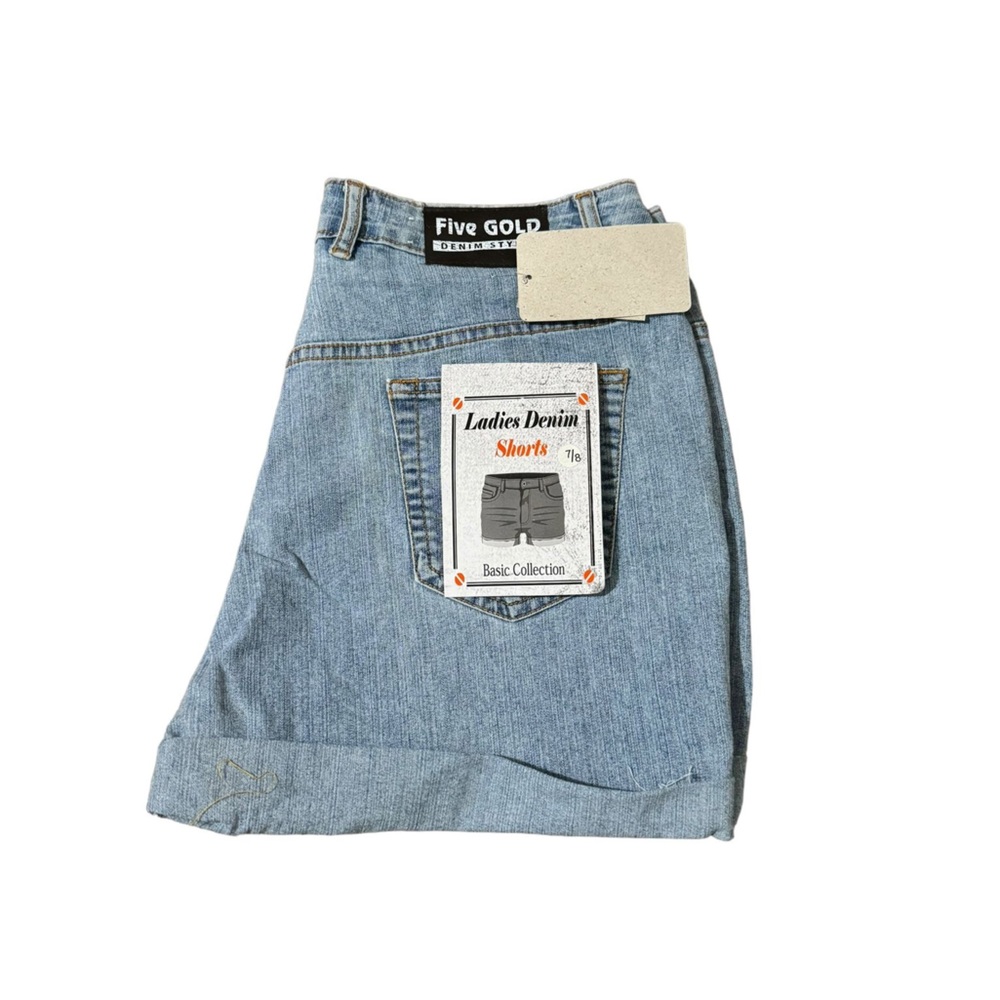 Five gold ladies denim shorts